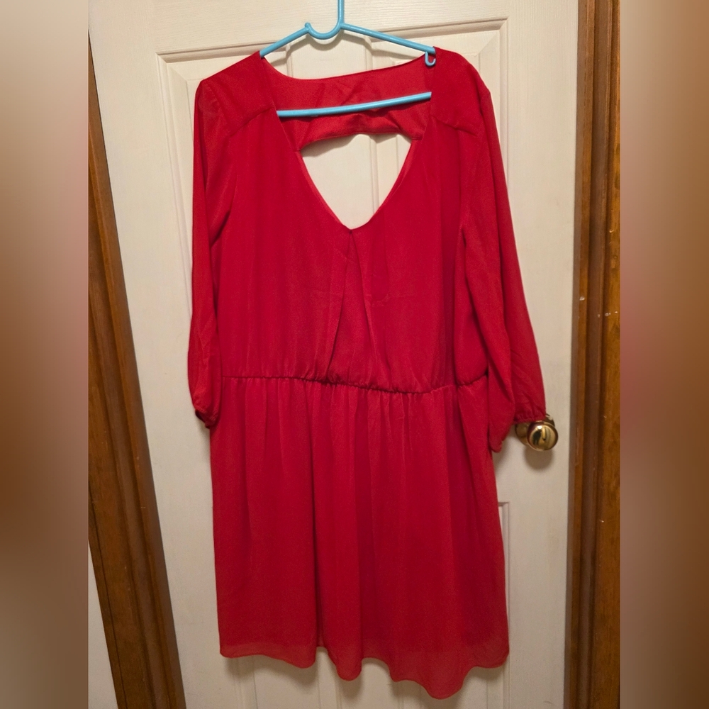 🌴 by & by Vibrant Red Long Sleeve Dress